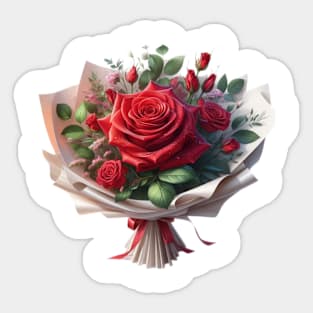 Red Roses bouquet flowers  floral Sticker